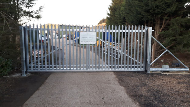 Sliding security gate with a galvanised finish in Pidley