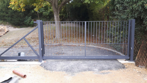 Sliding gate during installation in Burwell